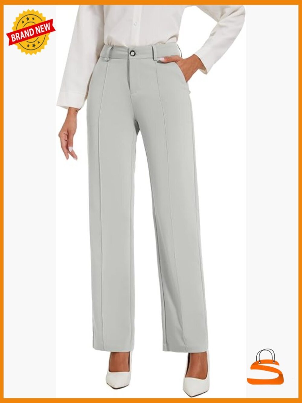 Womens Stretchy Dress Pants Straight Leg Work Slacks Business Casual